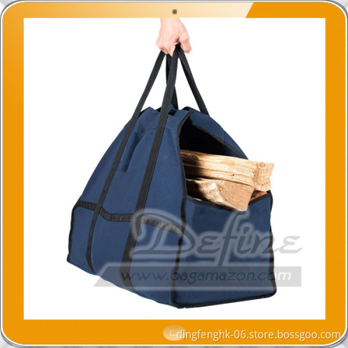 Navy Blue Heavy Canvas Large Firewood Storage Bag